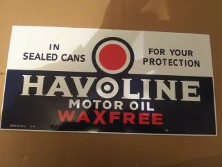 Havoline Motor Oil Porcelain Sign Gas Oil Dated 34