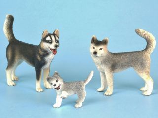 Schleich Siberian Husky Family Dogs Female Male Puppy Retired