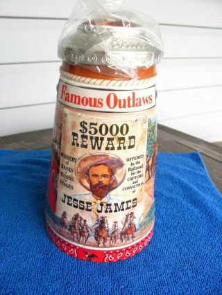 Budweiser Jesse James And The James Younger Gang Lidded Beer Stein