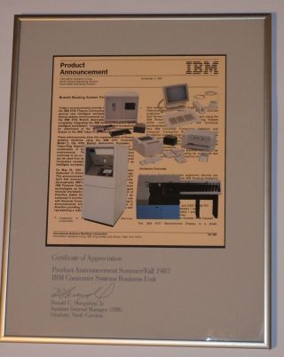 Vintage 1987 Ibm Framed Branch Banking System Product Announcement Atm & More