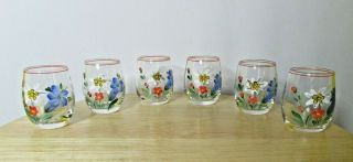 Set Of 6 Vintage Floral Shot Glasses.  Adorable