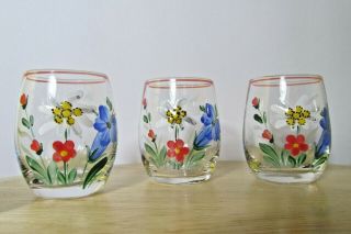 Set of 6 vintage floral shot glasses.  Adorable 3