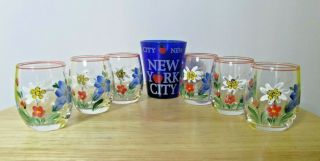 Set of 6 vintage floral shot glasses.  Adorable 4