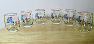 Set of 6 vintage floral shot glasses.  Adorable 5