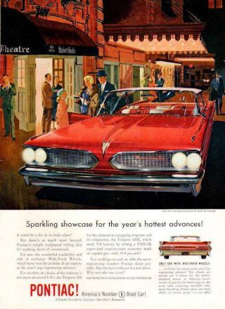 1959 Pontiac Print Ad Bonneville 4 Door Shubert Theatre