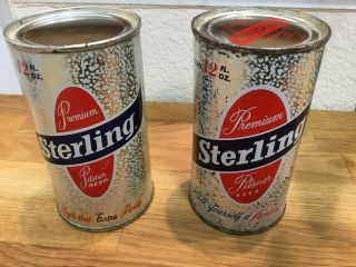 2 different Sterling (136 - 37 &38) flat top beer cans by Sterling,  Evansville,  IN 3