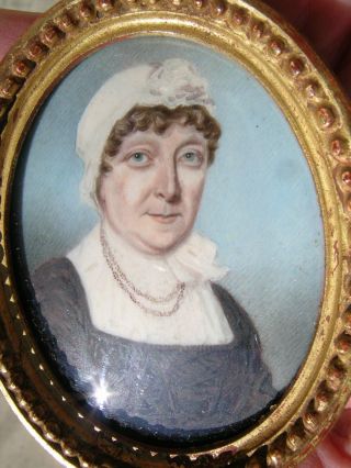 Fine Antique Portrait Miniature Lady Early 1800 
