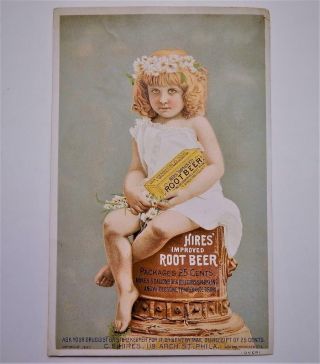 Antique 1883 Victorian Trade Card Hires Improved Root Beer Temperence Drink