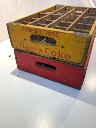 Antique Red/yellow Coca Cola Wood Crate Coke Bottling Co.  Collector Tray 1966 2