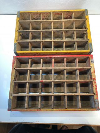 Antique Red/yellow Coca Cola Wood Crate Coke Bottling Co.  Collector Tray 1966 4