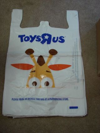 Toys R Us Shopping Bag GEOFFREY 500 Bags Case Large White 20x30 Giraffe sign 3