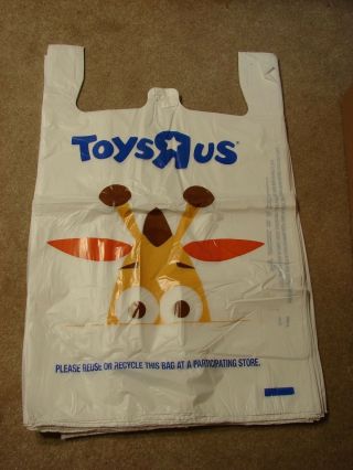 Toys R Us Shopping Bag GEOFFREY 500 Bags Case Large White 20x30 Giraffe sign 6