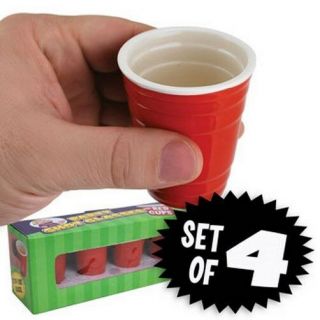 4pk Red Solo Cup Shot Glass Party Bar Drink Set - Big Mouth Toys