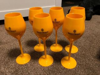 6x Veuve Clicquot Champagne Orange Polycarbonate Tasting Goblets
