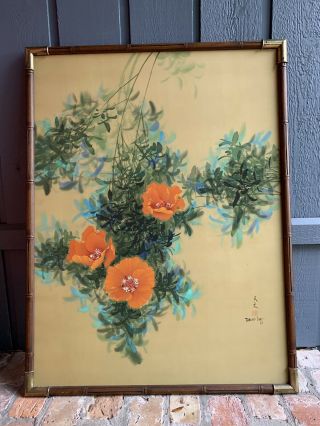 David Lee - Well Listed Chinese Artist - Poppies - Huge Painting - Signed