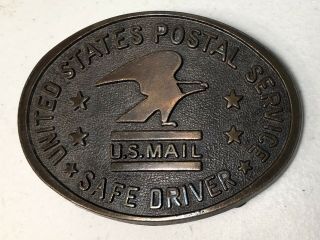 Vintage 1970 ' s United States Postal Service USPS Safe Driver Belt Buckle 4