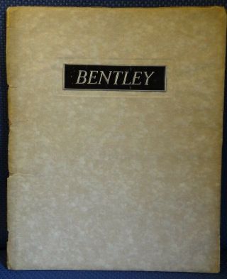 Very Rare - 1936 Bentley 3 1/2 Litre Silent Sports Car Sales Portfolio Brochure