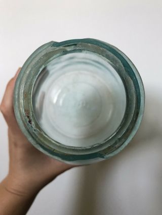 Cohansey Half Gallon Aqua Fruit Jar Greenish Lid 5