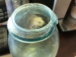 Cohansey Half Gallon Aqua Fruit Jar Greenish Lid 8