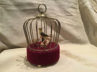 Vintage Bird In Cage Music Box,  (moves Beak And Plays Music)