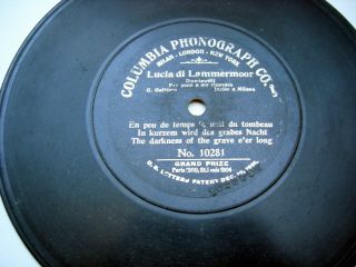 Columbia Phonograph Co.  78 Rpm Shellac Record 7  Lucia Di Lammermoor