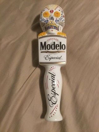 Modelo Cerveza Especial White Skull Day Of The Dead Tap Handle Man Cave Bar Beer