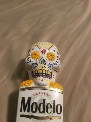 Modelo Cerveza Especial White Skull Day Of The Dead Tap Handle Man Cave Bar Beer 5