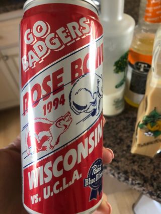Pabst Blue Ribbon Beer Can 16 Oz 1994 Rose Bowl Badgers Vs Ucla 6 4 14.  8 Cans.