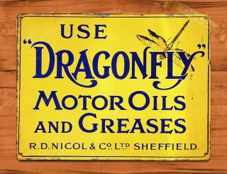 Tin Sign " Dragonfly " Oil Rustic Motor Garage Wall Decor