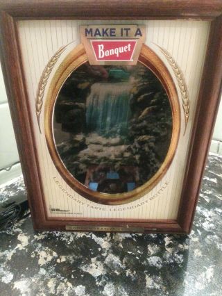 RARE 3D COORS BEER MAKE IT A BANQUET LIGHTED WATERFALL ELECTRIC SIGN HOLD BEER 4