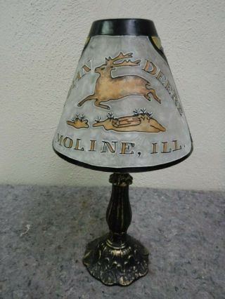 John Deere Colored Glass Table Candle Holder Lamp 3