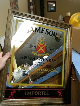 (l@@k) Jameson Irish Whiskey Mirror Back Bar Sign Pub Tavern Game Room Rare