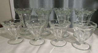 Vtg Set Of 8 1950s Ice Cream Glasses Soda Fountain Parfait Sundae,  4 Oz & 8oz