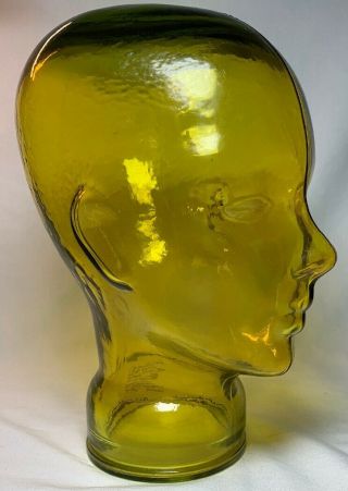 Vintage Glass Mannequin Head,  Hand Painted,  Made In Spain - Transparent - Yellow