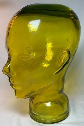 Vintage Glass Mannequin Head,  Hand Painted,  Made In Spain - transparent - Yellow 3