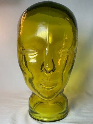 Vintage Glass Mannequin Head,  Hand Painted,  Made In Spain - transparent - Yellow 8