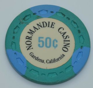 Normandie 50¢ Casino Chip Gardena California Sm - Crown Mold 1940 - 2016
