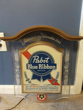 Vintage 1981 Pabst Blue Ribbon Lighted Beer Sign Great 20 " T Man Cave Art