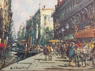 Venice Street scene by Italian artist D.  Amicante size 20x28 oil on canvas. 3
