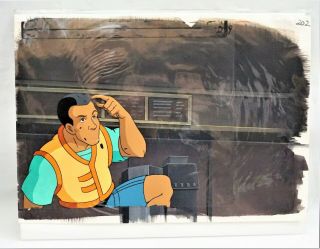 The Real Ghostbusters Animation Cel Painted Background & Of Winston 423