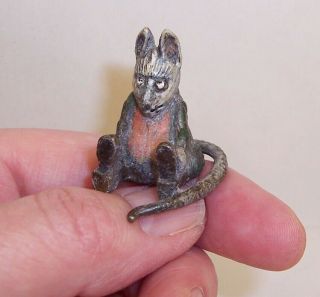 Tiny Vintage Cold Painted Bronze Metal Mouse Anthropomorphic Mice/rat Miniature