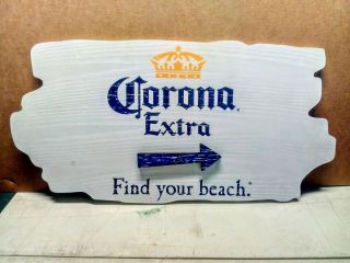 Corona Extra Find Your Beach Wooden Arrow Beer Sign