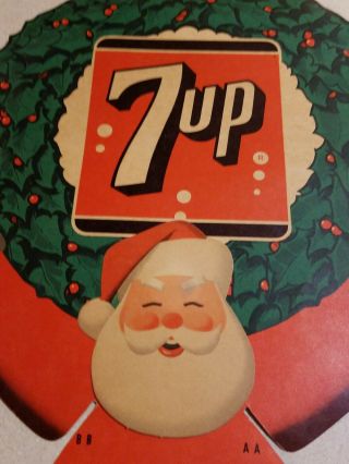 1955 ADVERTISING 7up SODA POP Seasons Greeting SANTA CLAUS Double Sided S - 2 5