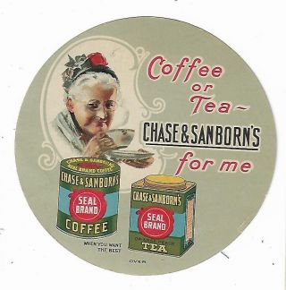 Old Die Cut Trade Card Chase & Sanborn Seal Brand Coffee Cake Recipes Old Woman
