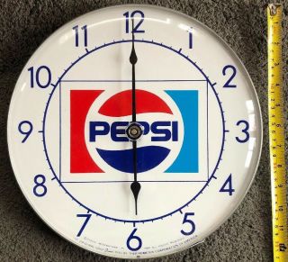 Vintage Pepsi - Cola Wall Clock 1984 Plastic Lid Aluminum Battery Power 12”