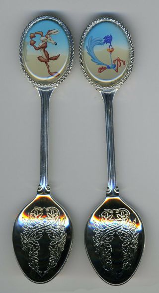 The Road Runner & Wile E.  Coyote 2 Silver Plated Spoons Featuring Road Runner