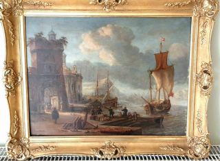 " Claude Joseph Vernet (1714 - 1789) " Antique Oil Painting On Wood Panel " Seascape "