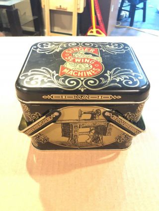 Singer Sewing Machine Tin With Lid And Handles
