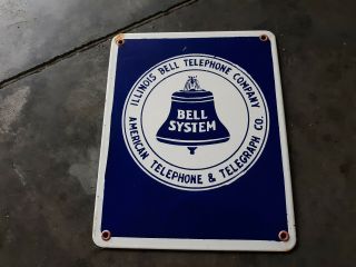 Vintage Illinois Bell Telephone Company Porcelain Sign