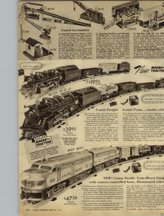 1950 Paper Ad 3 Pg Train Lionel Happi - Time Magne - Traction Santa Fe Marlines